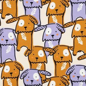 Dżersej bawełniany psy z klapniętymi uszami | Poppy Fabrics – mleczna biel, 