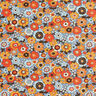 Tkanina bawełniana Kreton kolorowe kwiaty – jasnoniebieski jeans/pomarańcza,  thumbnail number 1