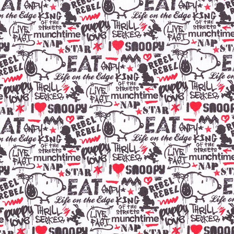 Popelina bawełniana tkanina na licencji Snoopy graffiti | Peanuts ™ – biel,  image number 1