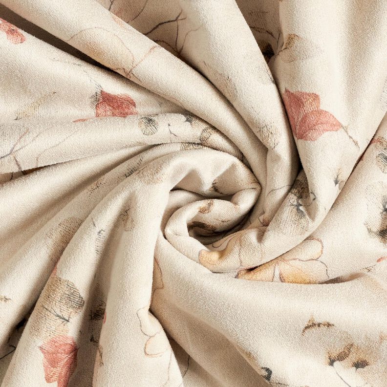 Elastyczny welur z podszewką Sherpa i delikatnymi kwiatami | Katia Fabrics – naturalny,  image number 4