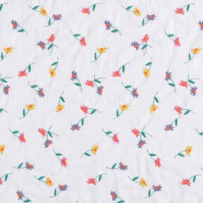 Delikatny batyst bawełniany haftowane kwiaty | Poppy Fabrics – biel/neonowa pomarańcza, 