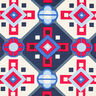 Wzór retro z mieszanki bawełny i wiskozy – błękit/czerwień,  thumbnail number 1