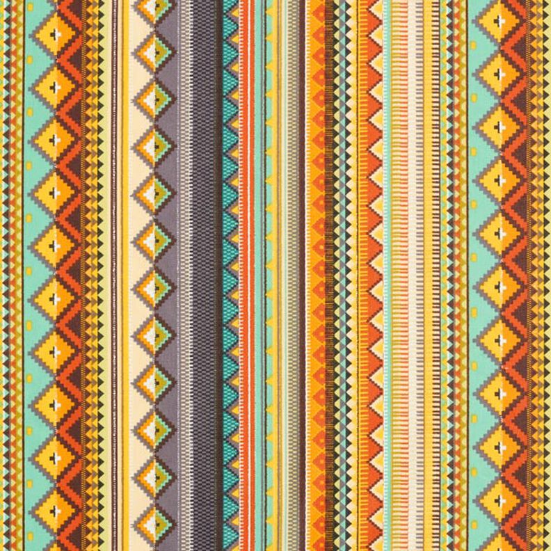 Bawełna powlekana paski etno – wzór Inków – terakota,  image number 1