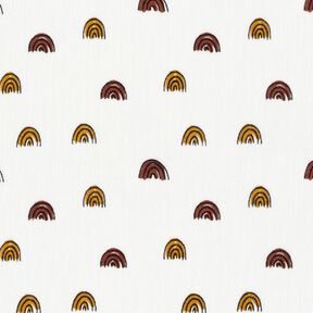Muślin małe tęcze na gładkim tle – kość słoniowa/żółty curry, 
