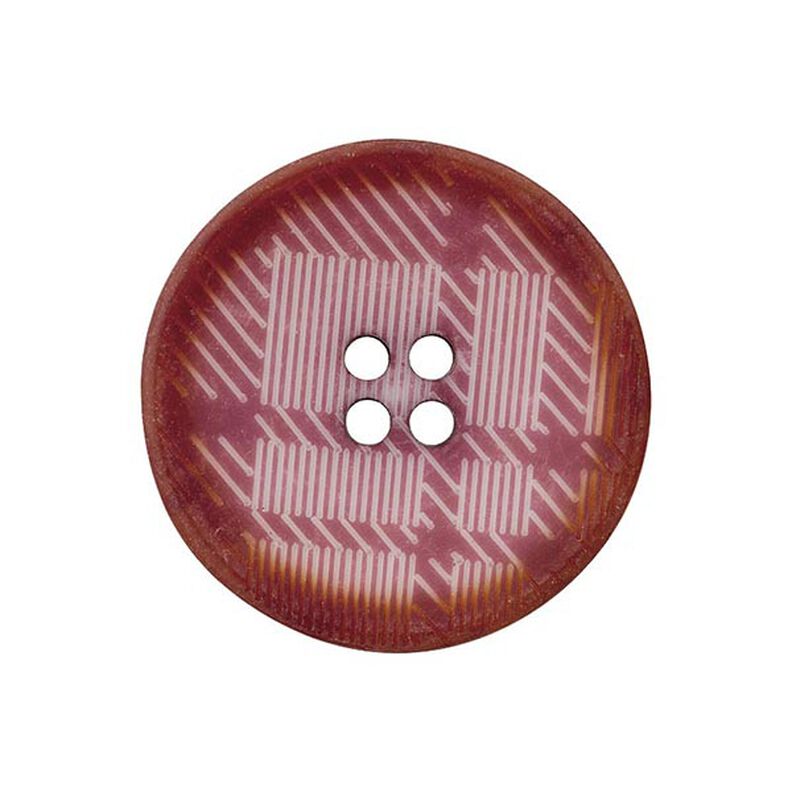 Guzik poliestrowy, 4 dziurki, w kratkę – malina, image number 1