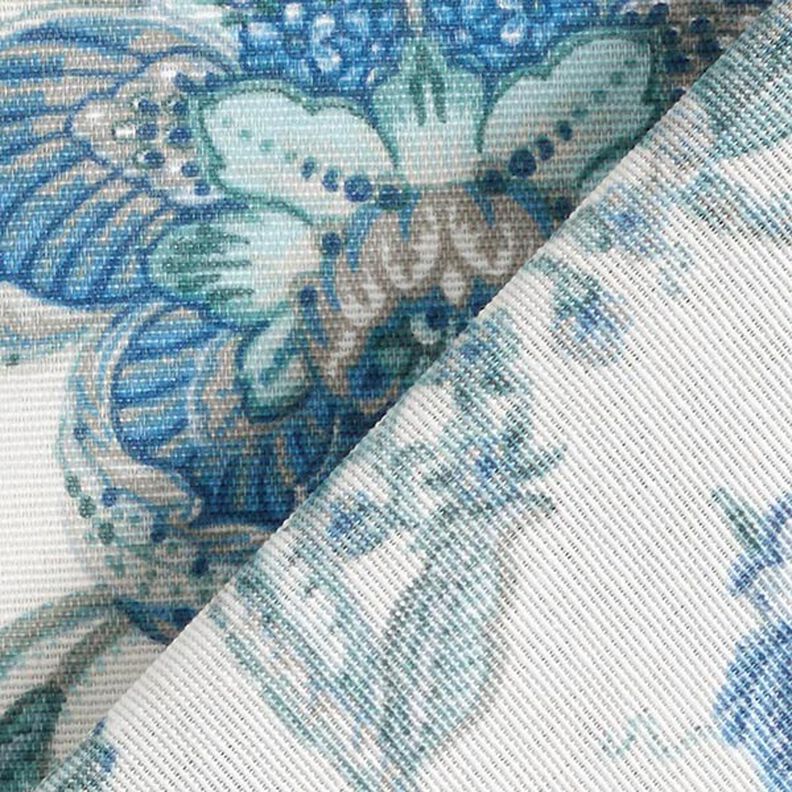Tkanina dekoracyjna płótno orientalne ornamenty kwiatowe 280 cm – biel/błękit,  image number 4