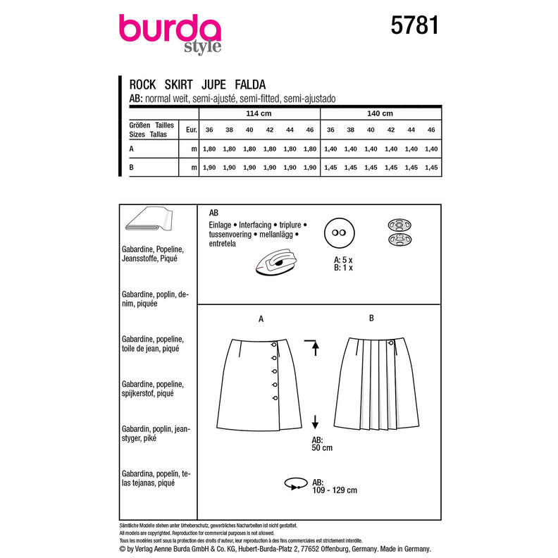 Spódnica | Burda 5781 | 36-46,  image number 9