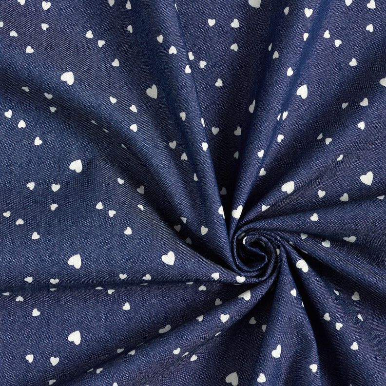 Chambray serduszka – granat/mleczna biel,  image number 3