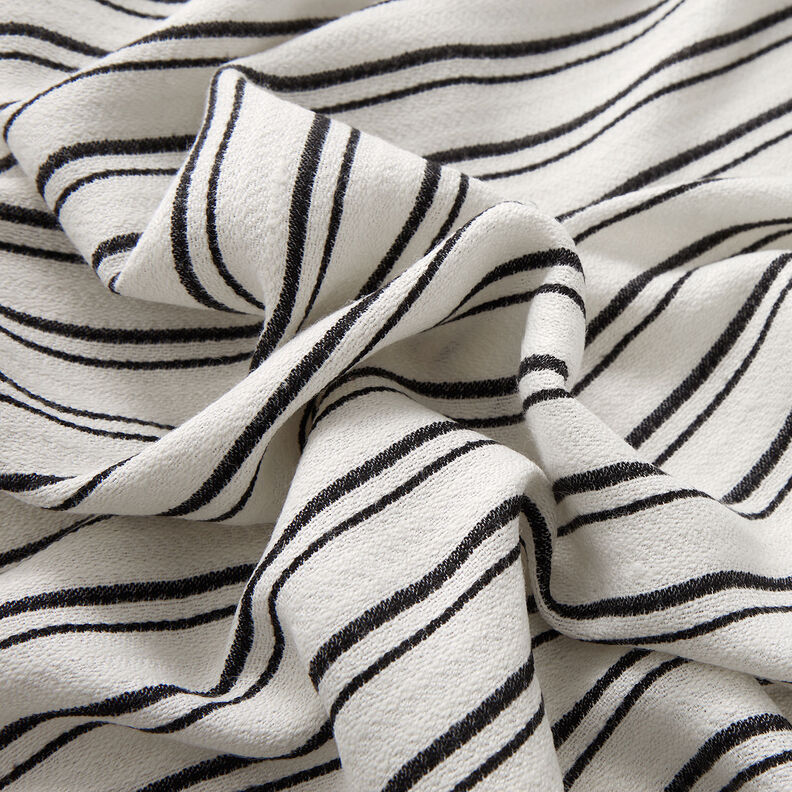 Tkanina na bluzki krepa w nieregularne paski – biel/czerń,  image number 6