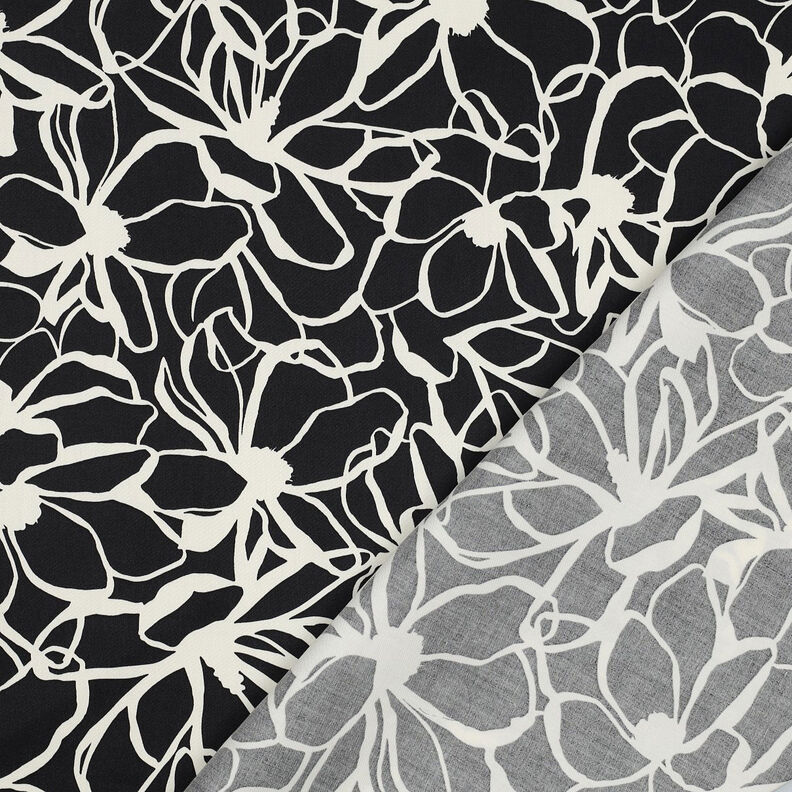 Satyna bawełniana Magnolia | Nerida Hansen – czerń/mleczna biel,  image number 4