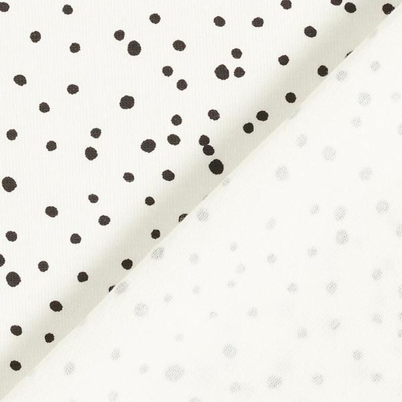 Dżersej bawełniany w nieregularne kropki – biel,  image number 4