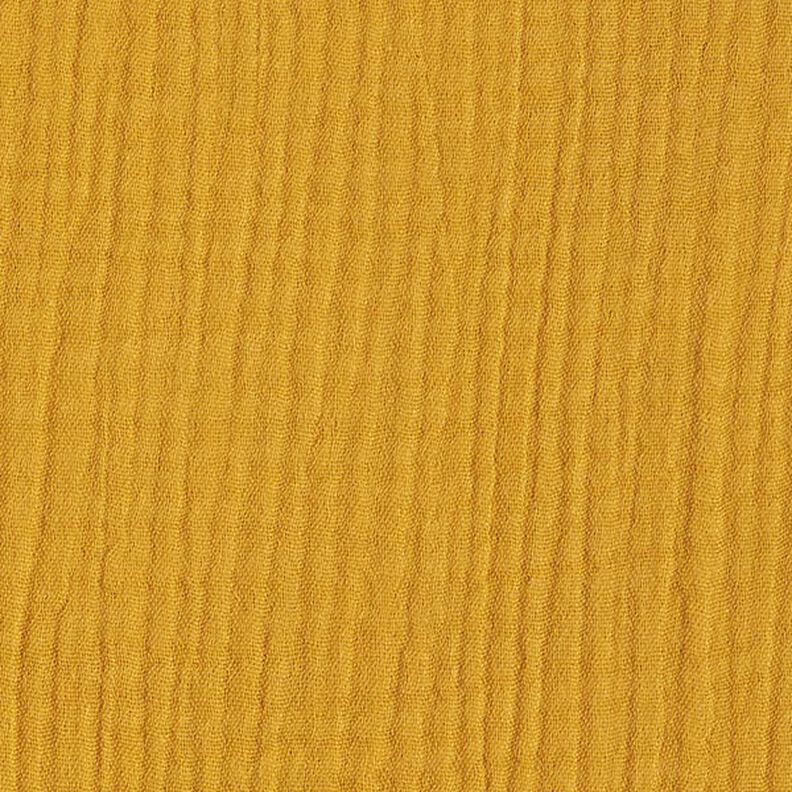 GOTS Trójwarstwowy muślin bawełniany – żółty curry,  image number 4