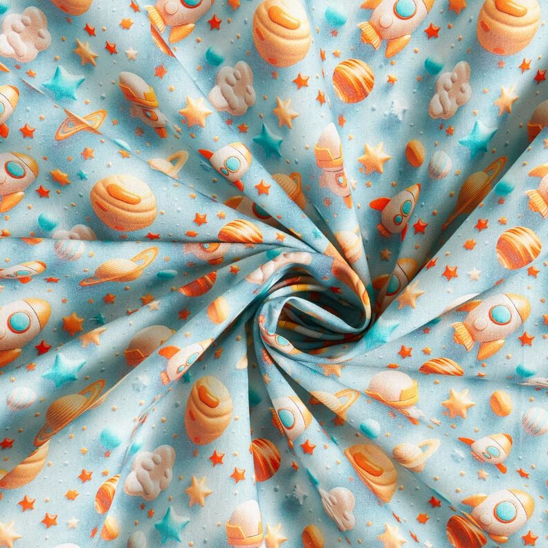 Popelina bawełniana wszechświat nadruk cyfrowy – jasnoniebieski,  image number 3