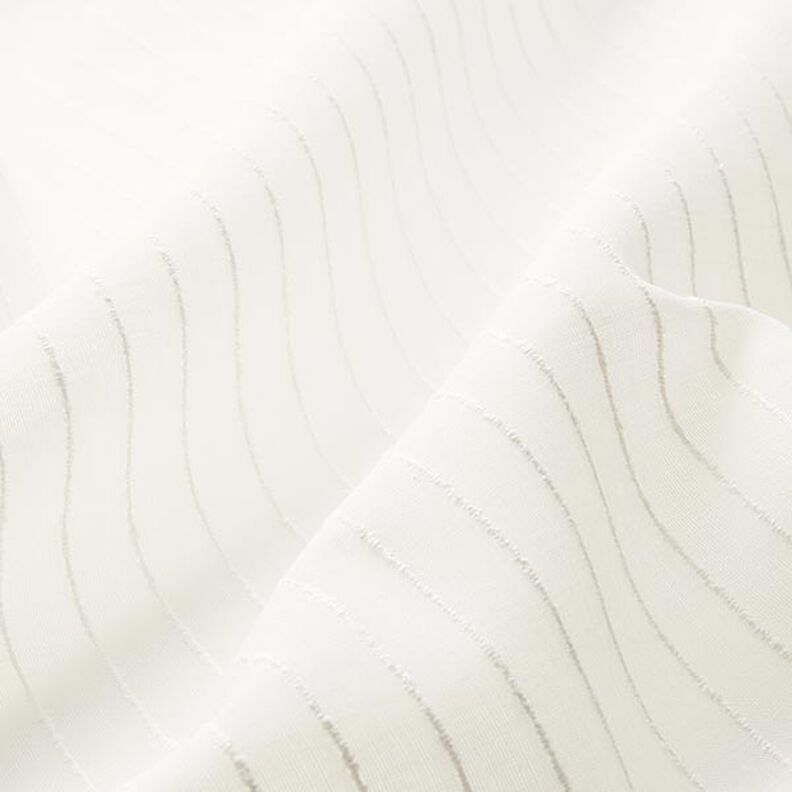 Tkanina na firany w szerokie pasy z efektowną przędzą 300 cm – biel,  image number 2