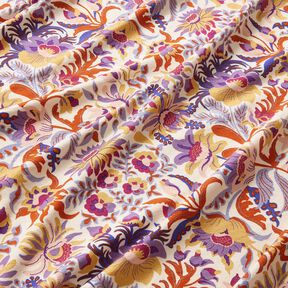 Dżersej wiskozowy kwiaty i ornamenty | Katia Fabrics – krem/lawendowy, 