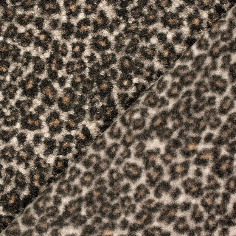 Dzianina bouclé w panterkę – czerń/brąz sarni,  image number 4