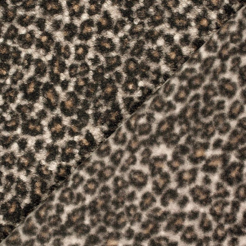 Dzianina bouclé w panterkę – czerń/brąz sarni, image number 4
