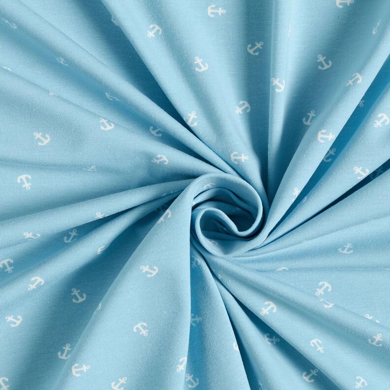 Dżersej bawełniany małe kotwice nadruk cyfrowy – jasnoniebieski,  image number 3