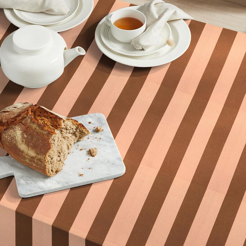 Tkanin dekoracyjna Płótno pogodne paski – łosoś/brąz,  image number 6