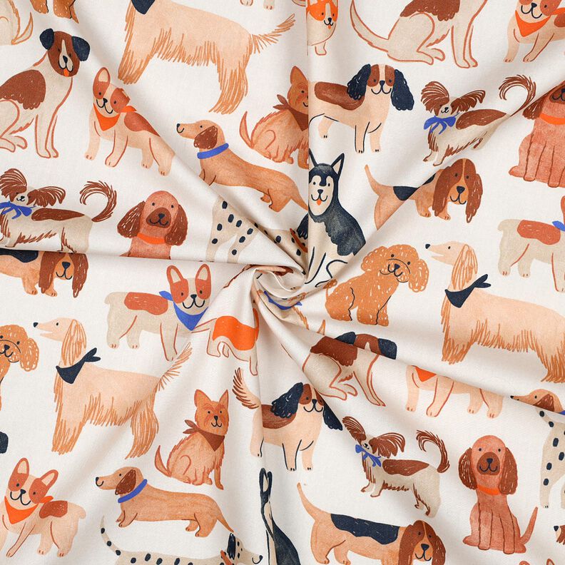 Popelina bawełniana psy nadruk cyfrowy | Poppy Fabrics – mleczna biel, image number 4