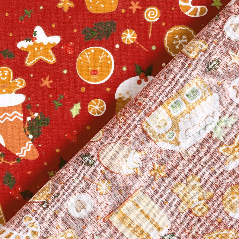 Tkanina bawełniana Popelina pierniki – czerwień karminowa/musztarda,  image number 4