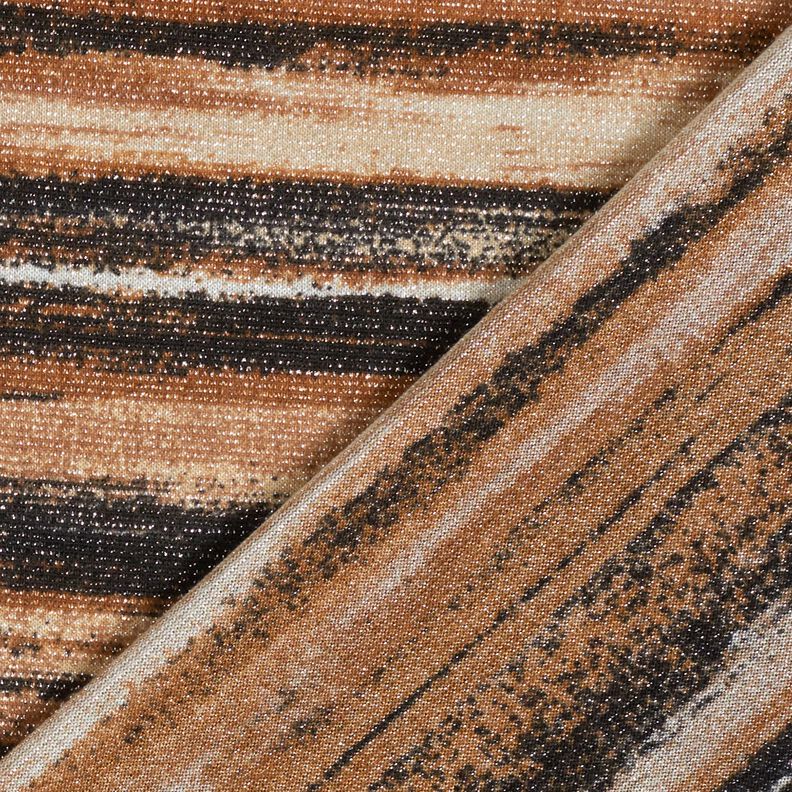 Dżersej Brokat w rozmazane paski – brąz/czerń,  image number 5