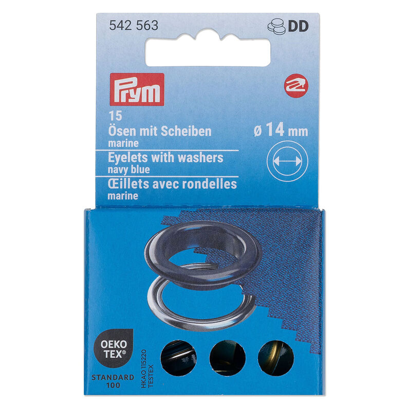 Oczka z podkładkami [15 sztuk | Ø 14 mm] | Prym – granat/srebrny metaliczny,  image number 1