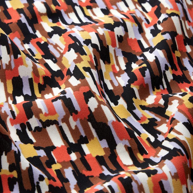 Krepa ze wzorem ślad&oacute;w pędzla &ndash; czerń/terakota,  image number 2