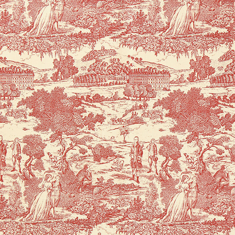 Tkanina dekoracyjna half panama Toile de Jour – czerwień karminowa/krem,  image number 1