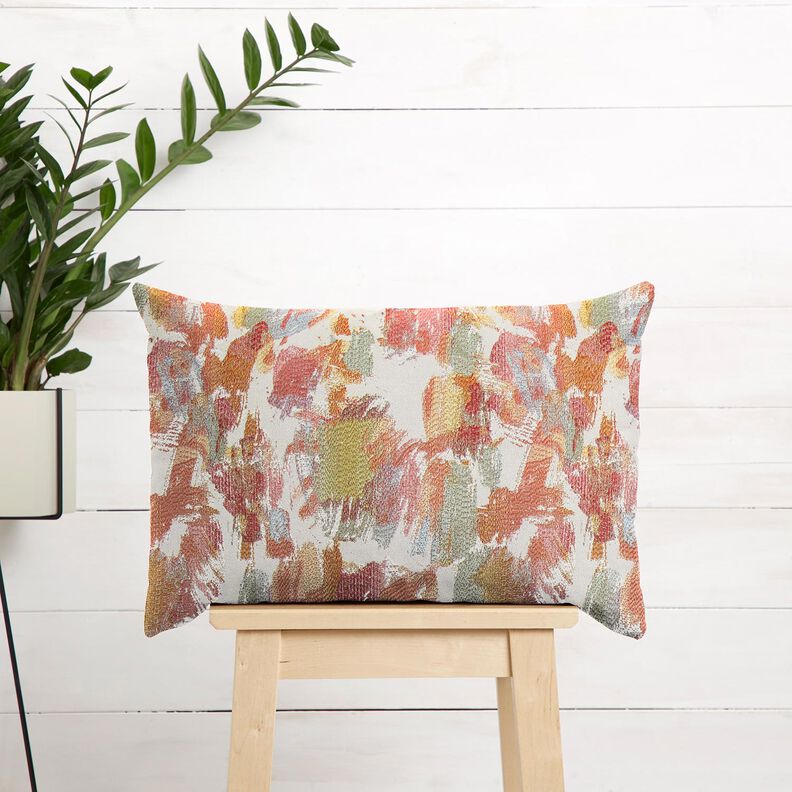 Tkanin dekoracyjna Gobelin sztuka abstrakcyjna – jasnobeżowy/jasny jagodowy,  image number 5