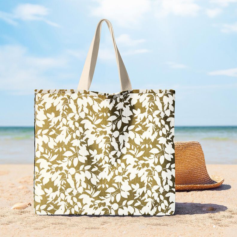 Tkanin dekoracyjna Panama cień liści &ndash; krem/jasna oliwka,  image number 7