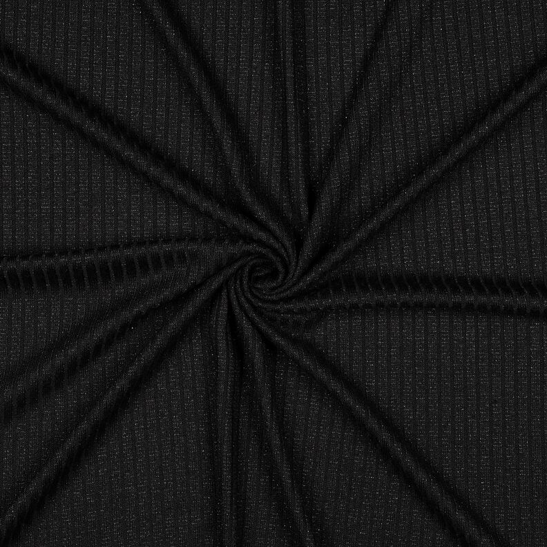 Dzianina prążkowana Lurex – czerń,  image number 1