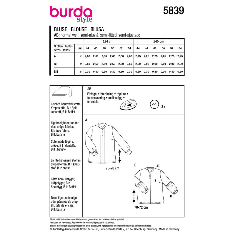 Plus-Size Bluza | Burda 5839 | 44-54,  image number 9