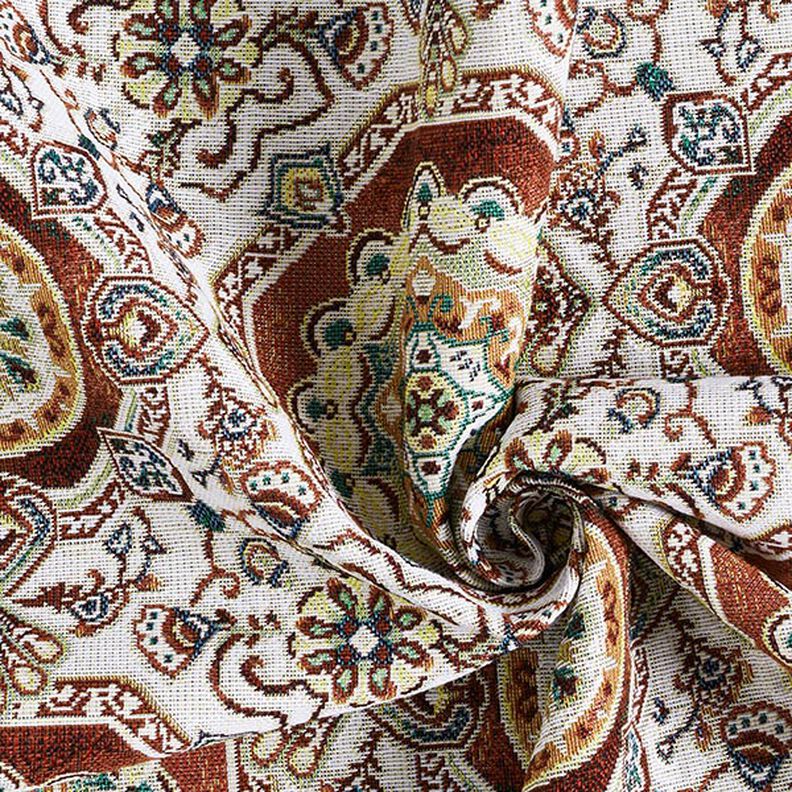 Tkanin dekoracyjna Gobelin orientalna mandala – czerwień karminowa/kość słoniowa,  image number 3