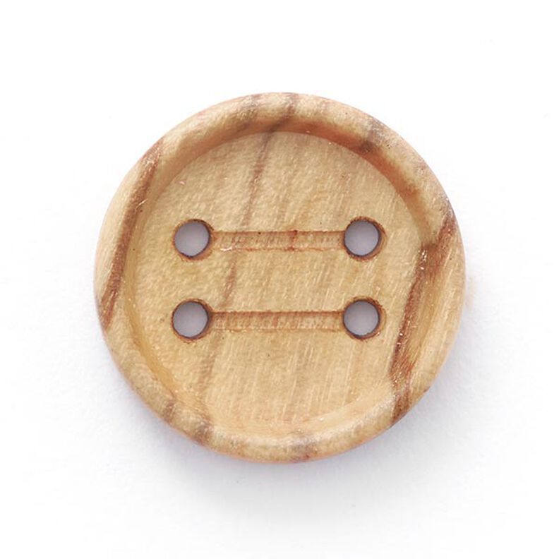 Guzik drewniany, 4 dziurki  – naturalny,  image number 1