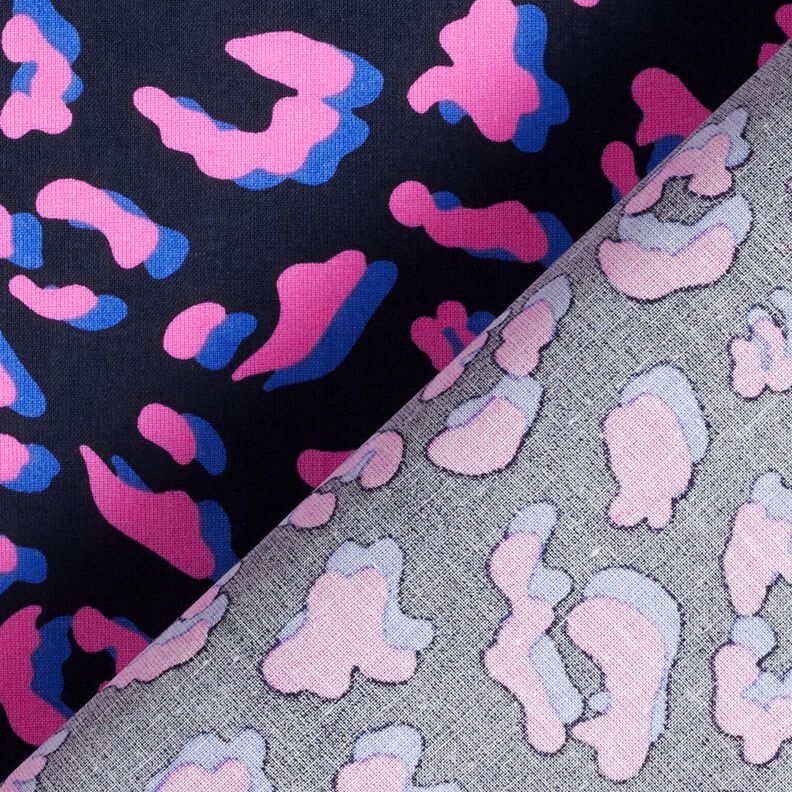 Bawełna powlekana abstrakcyjna panterka | Poppy Fabrics – ciemnogranatowy/pink, image number 4