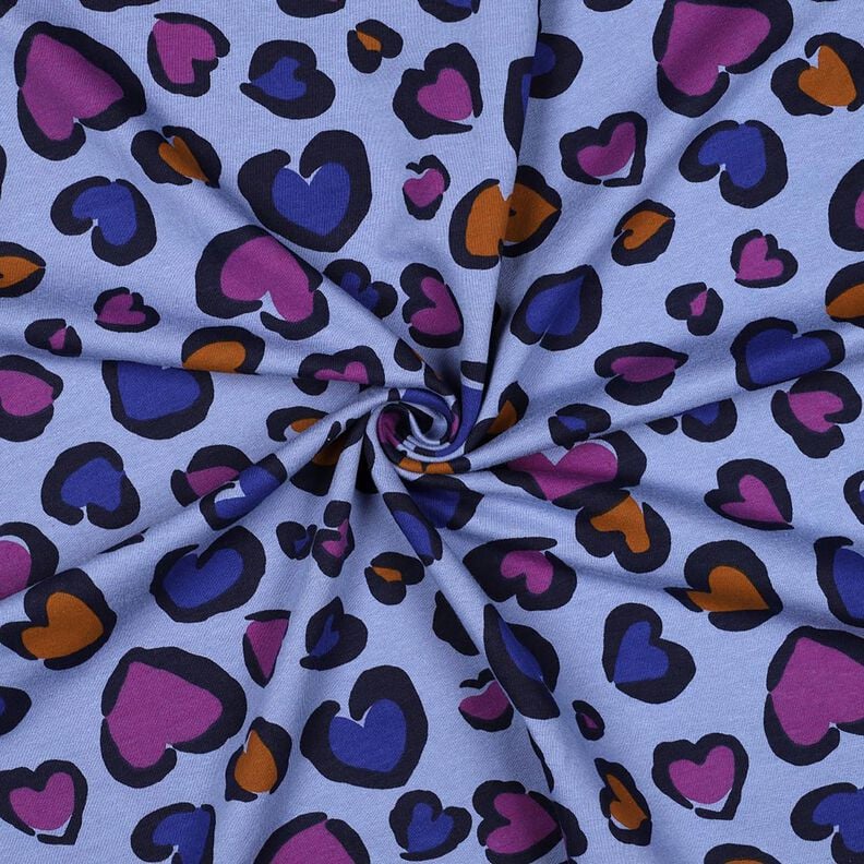 Dzianina dresowa drapana kolorowe serca | Poppy Fabrics – stalowoniebieski,  image number 3
