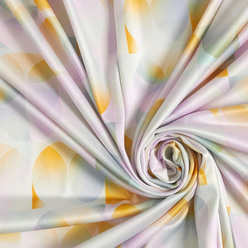 Dżersej na odzież sportową, akwarelowe formy – słoneczna żółć/pastelowy fiolet | Resztka 60cm,  image number 3