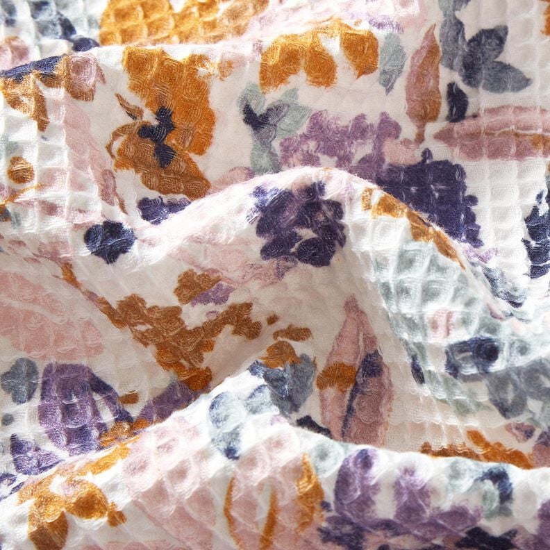 Pika waflowa Akwarelowe kwiaty | Poppy Fabrics – biel/lawendowy,  image number 2
