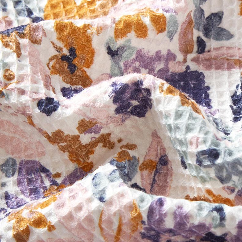 Pika waflowa Akwarelowe kwiaty | Poppy Fabrics – biel/lawendowy, image number 2