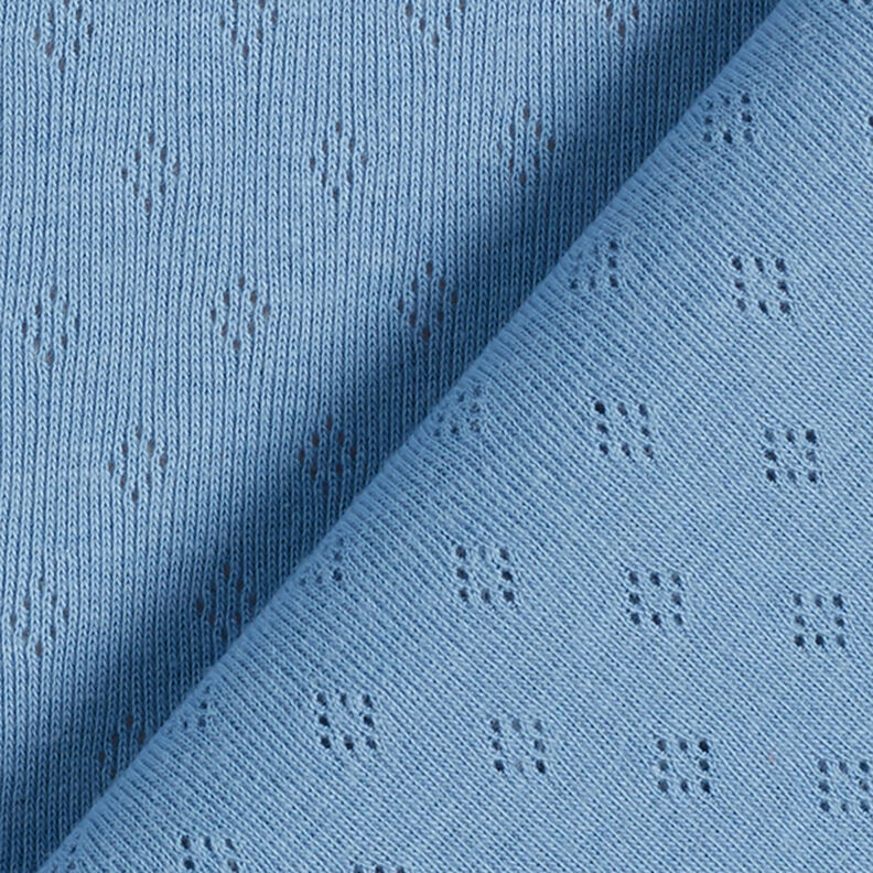 Dżersej o drobnym splocie z ażurowym wzorem – błękit,  image number 4