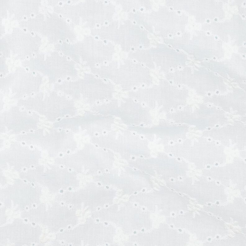 Tkanina bawełniana Haft angielski kwiatowe romby | Poppy Fabrics – biel,  image number 2