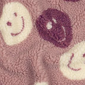 Puszysty plusz emotikony | Poppy Fabrics – ciemny brudny róż/mleczna biel,  Puszysty plusz emotikony | Poppy Fabrics – ciemny brudny róż/mleczna biel,