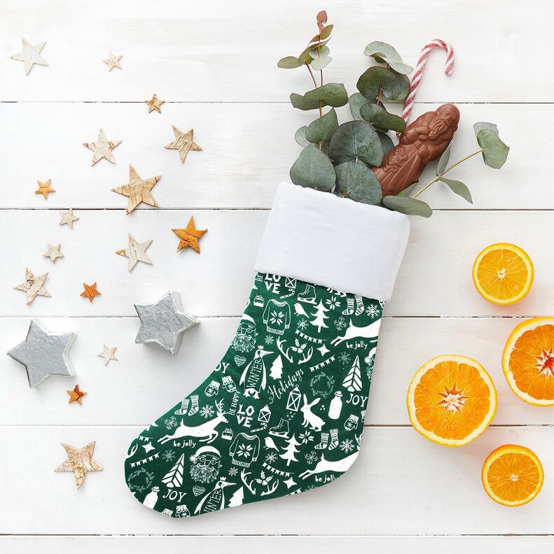 Tkanina bawełniana Kreton Wesołych Świąt – świerk srebrny/biel,  image number 5