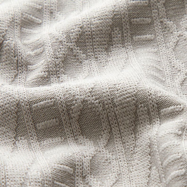 Dżersej żakardowy Mieszanka bawełny w zdobione paski – jedwabnie szary,  image number 2