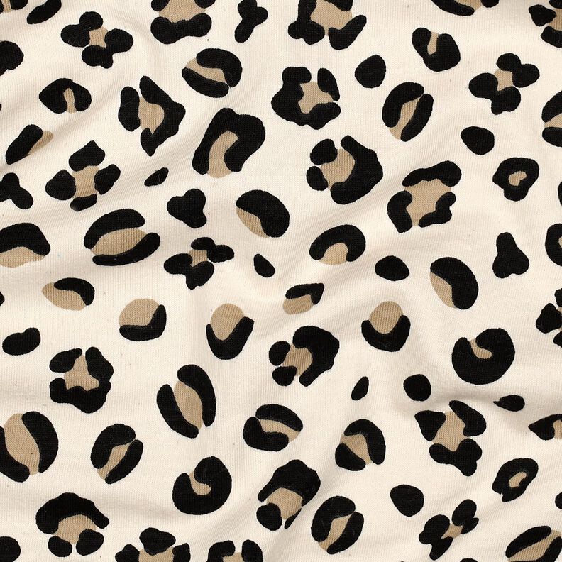 Dzianina dresowa drapana panterka | Poppy Fabrics – krem/zawilec,  image number 2