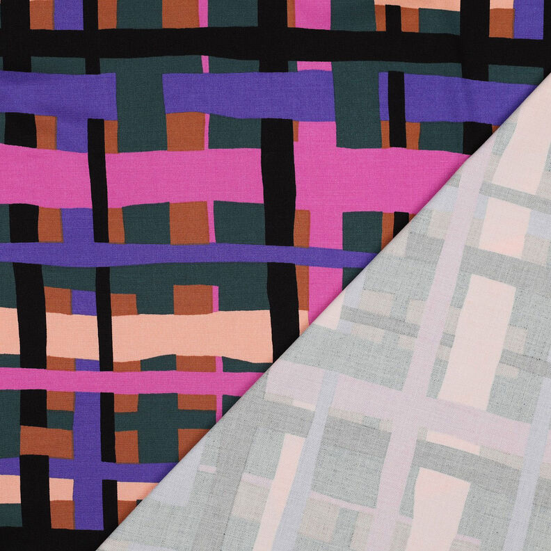 Tkanina wiskozowa stretch Line Layers | Nerida Hansen – ciemna zieleń/lilia, image number 4