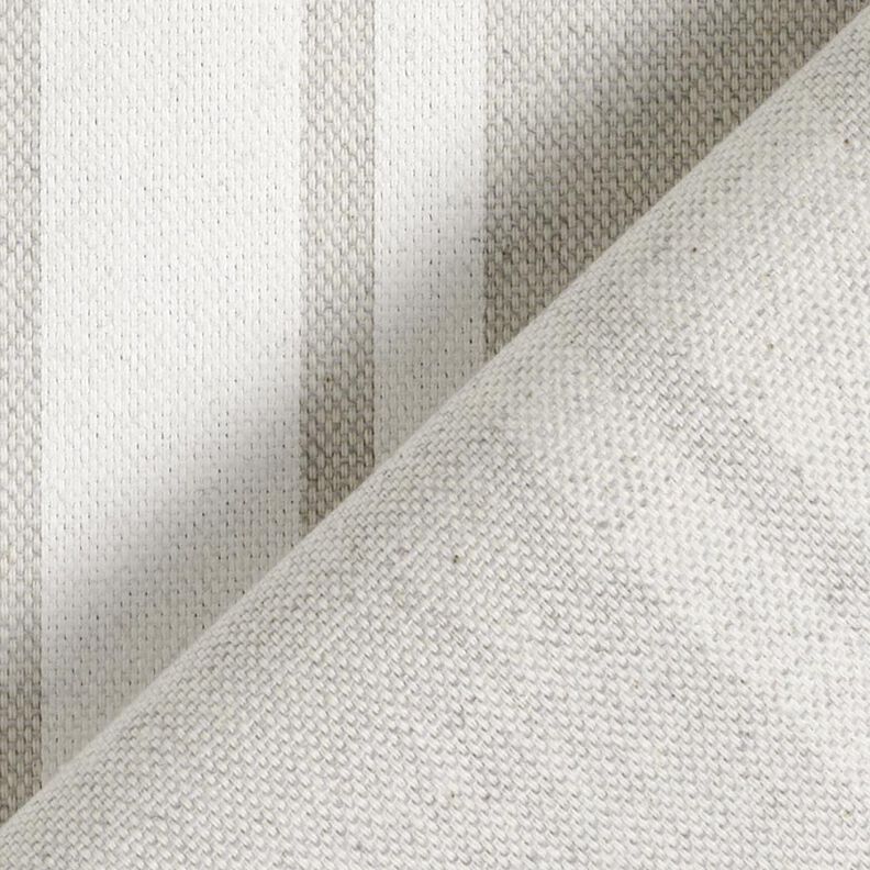 Tkanin dekoracyjna Panama Szerokie pasy – mleczna biel/mglisty szary,  image number 4