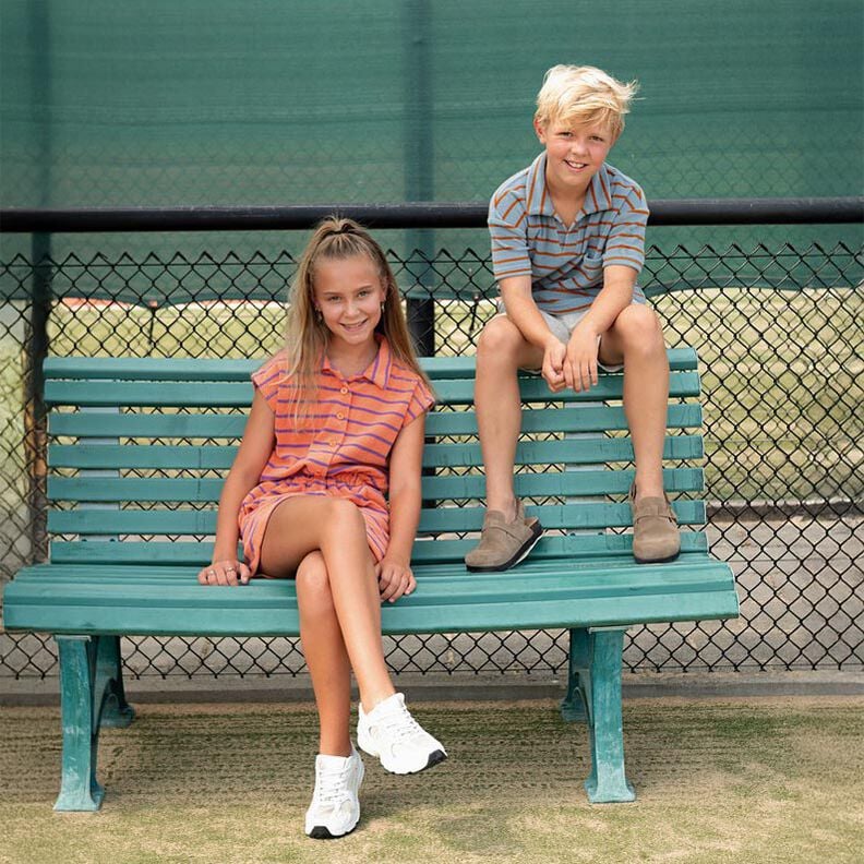 Dzianina frotte paski | Poppy Fabrics – pomarańcza/czerwona lilia,  image number 7