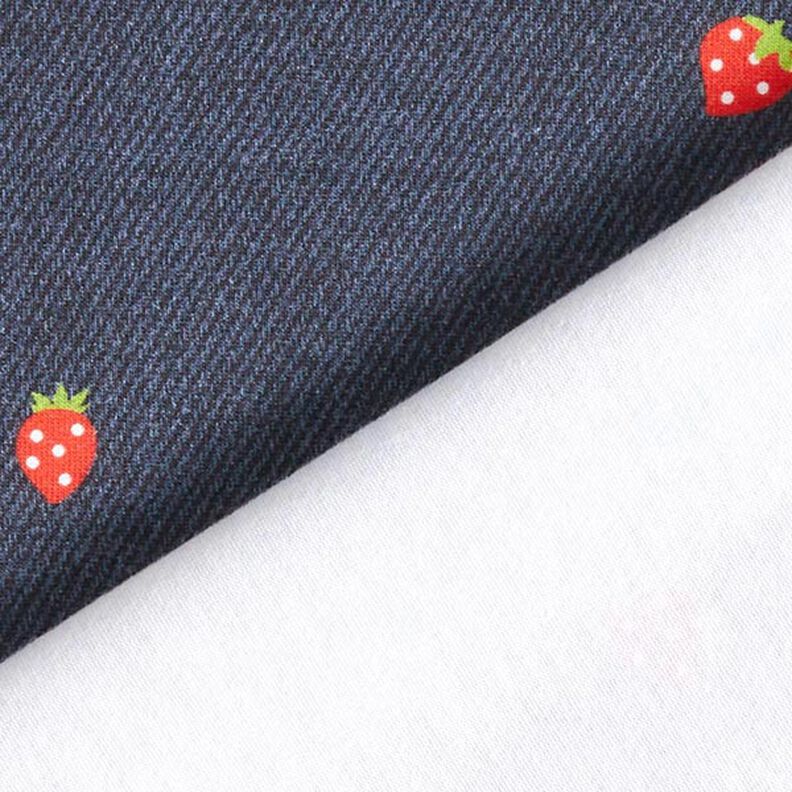 Dżersej bawełniany truskawki o wyglądzie dżinsu nadruk cyfrowy – szary błękit/ognista czerwień,  image number 4